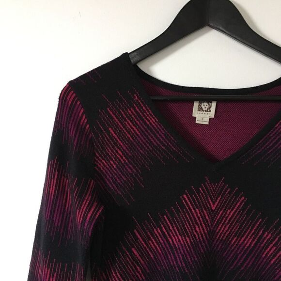 Anne Klein Purple Print Stretchy Knit Dress - Picture 4 of 7